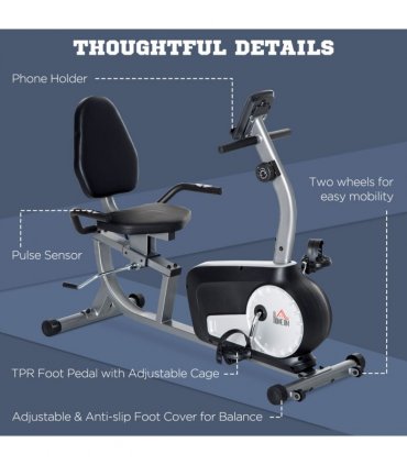 HOMCOM Exercise Bike with LCD Display, Quiet 8-Level Magnetic Resistance