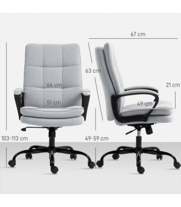 HOMCOM Fabric Office Chair, Computer Desk Chair for Home, Light Grey