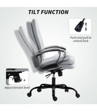 HOMCOM Fabric Office Chair, Computer Desk Chair for Home, Light Grey