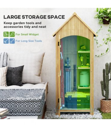 Outsunny Wooden Small Garden Shed with 3 Shelves and Tilt Roof