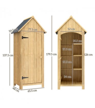 Outsunny Wooden Small Garden Shed with 3 Shelves and Tilt Roof