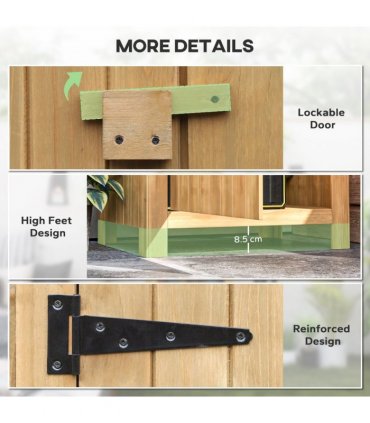 Outsunny Wooden Small Garden Shed with 3 Shelves and Tilt Roof