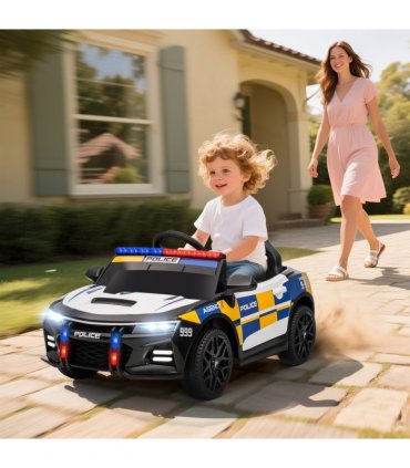 AIYAPLAY Kids Electric Ride pm Police Car with Remote Control, Multicoloured