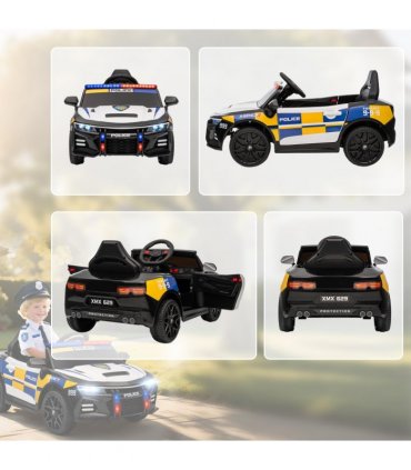 AIYAPLAY Kids Electric Ride pm Police Car with Remote Control, Multicoloured