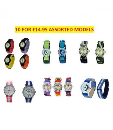 Relda Childrens Boys/Girls Analogue Silicone Velcro Strap 10 Assorted Watches RELx10  - CLEARANCE NEEDS RE-BATTERY
