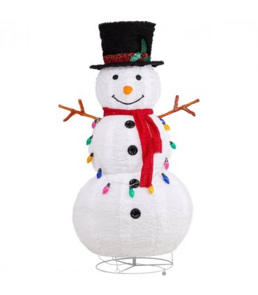 4ft 100LED 20 Lanterns Cashmere Fabric Retractable Snowman Garden Snowman Decoration