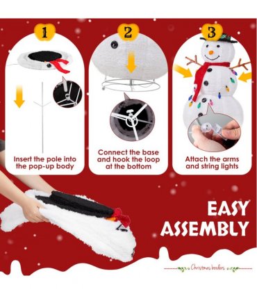 4ft 100LED 20 Lanterns Cashmere Fabric Retractable Snowman Garden Snowman Decoration