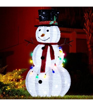 4ft 100LED 20 Lanterns Cashmere Fabric Retractable Snowman Garden Snowman Decoration