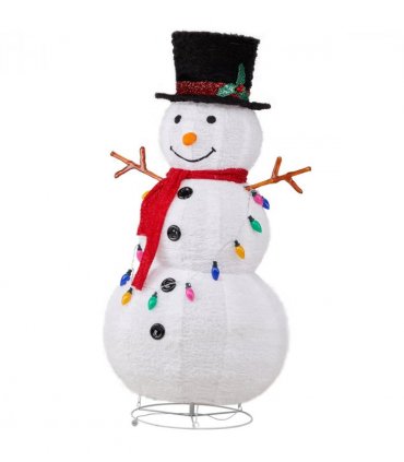 4ft 100LED 20 Lanterns Cashmere Fabric Retractable Snowman Garden Snowman Decoration