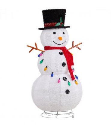 4ft 100LED 20 Lanterns Cashmere Fabric Retractable Snowman Garden Snowman Decoration