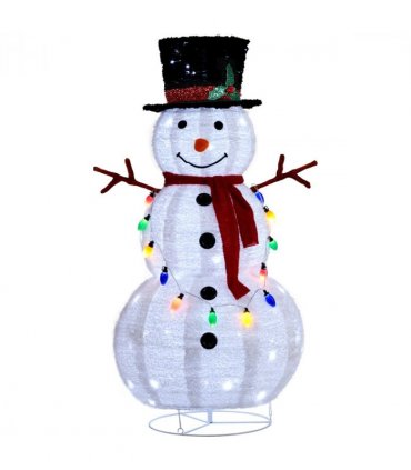 4ft 100LED 20 Lanterns Cashmere Fabric Retractable Snowman Garden Snowman Decoration