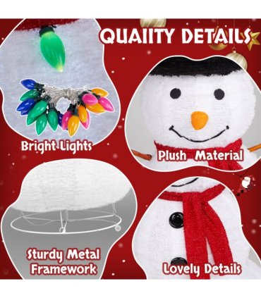 4ft 100LED 20 Lanterns Cashmere Fabric Retractable Snowman Garden Snowman Decoration