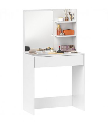 HOMCOM Dressing Table with Mirror and Storage, Modern Vanity Desk, White