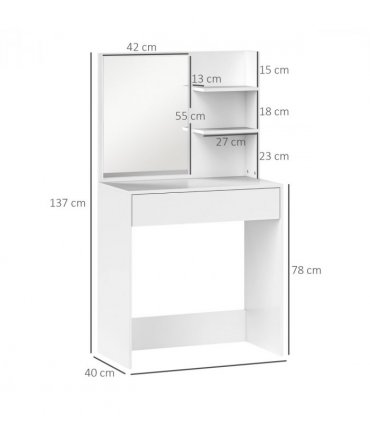 HOMCOM Dressing Table with Mirror and Storage, Modern Vanity Desk, White
