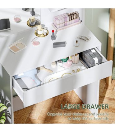 HOMCOM Dressing Table with Mirror and Storage, Modern Vanity Desk, White