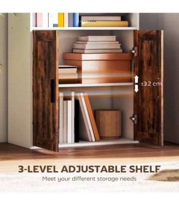 HOMCOM 5-Tier Bookcase, Tall Bookshelf with Adjustable Shelf, Rustic Brown