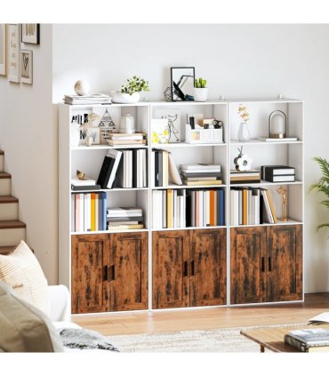 HOMCOM 5-Tier Bookcase, Tall Bookshelf with Adjustable Shelf, Rustic Brown