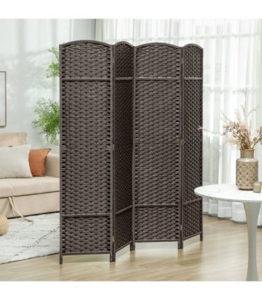 HOMCOM 4 Panel Folding Room Divider, Privacy Screen, 160 x 170cm, Brown