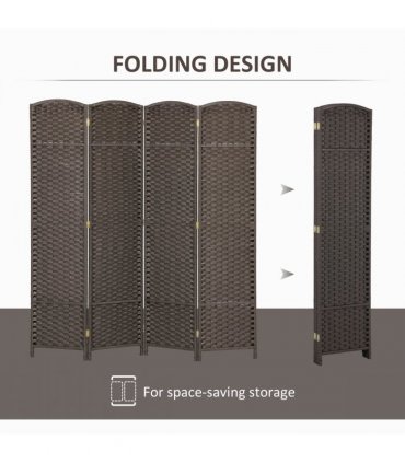 HOMCOM 4 Panel Folding Room Divider, Privacy Screen, 160 x 170cm, Brown