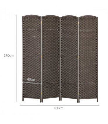 HOMCOM 4 Panel Folding Room Divider, Privacy Screen, 160 x 170cm, Brown