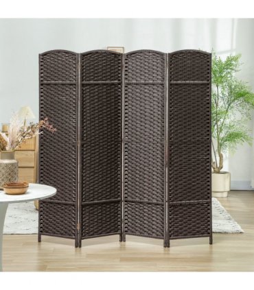 HOMCOM 4 Panel Folding Room Divider, Privacy Screen, 160 x 170cm, Brown