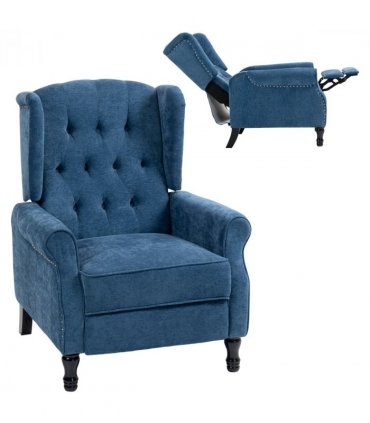 HOMCOM Manual Reclining Armchair Recliner with Footrest Royal Blue