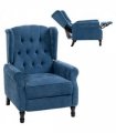 HOMCOM Manual Reclining Armchair Recliner with Footrest Royal Blue