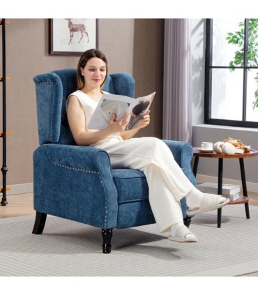 HOMCOM Manual Reclining Armchair Recliner with Footrest Royal Blue