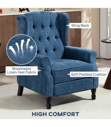 HOMCOM Manual Reclining Armchair Recliner with Footrest Royal Blue