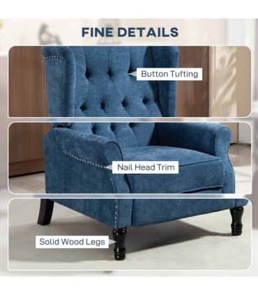 HOMCOM Manual Reclining Armchair Recliner with Footrest Royal Blue