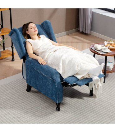 HOMCOM Manual Reclining Armchair Recliner with Footrest Royal Blue
