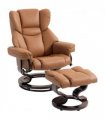 HOMCOM PU Leather Manual Reclining Armchair Footstool Padded Seat Brown