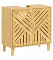 HOMCOM Bamboo Bathroom Under Sink Cabinet with Adjustable Shelf, Natural