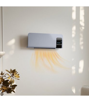 HOMCOM 2000W Wall Mounted Ceramic Heater with Remote Control for Home, Grey