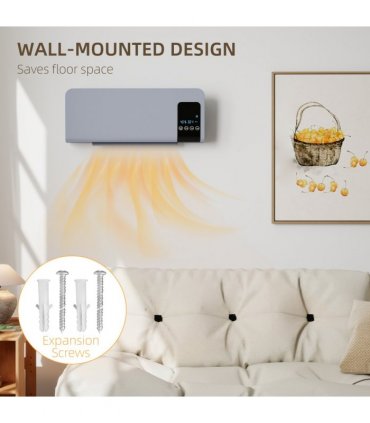 HOMCOM 2000W Wall Mounted Ceramic Heater with Remote Control for Home, Grey