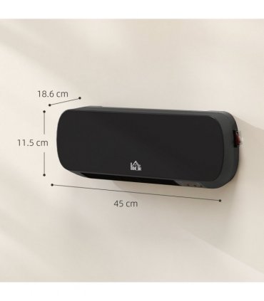 HOMCOM Wall Mounted Electric Heater with Timer Overheat Protection Black