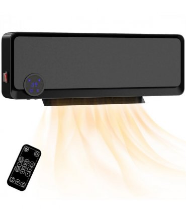 HOMCOM 1000W/2000W Wall Downflow Heater 10-49°C Temperature w/ Timer, Black