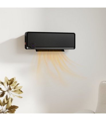 HOMCOM 1000W/2000W Wall Downflow Heater 10-49°C Temperature w/ Timer, Black