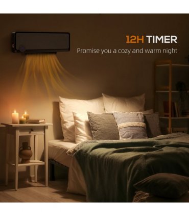 HOMCOM 1000W/2000W Wall Downflow Heater 10-49°C Temperature w/ Timer, Black