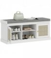HOMCOM Shoe Bench, Boho Shoe Storage Bench with Padded Cushion, White