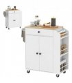 HOMCOM Kitchen Island with 3-Tier Spice Rack, Kitchen Cart with Towel Rack
