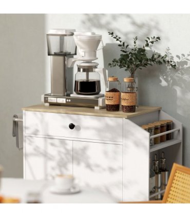 HOMCOM Kitchen Island with 3-Tier Spice Rack, Kitchen Cart with Towel Rack