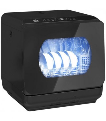 HOMCOM Worktop Dishwasher w/ 4 Place Settings 6 Programs, Black