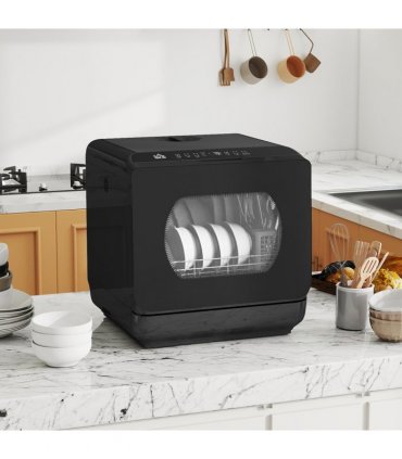 HOMCOM Worktop Dishwasher w/ 4 Place Settings 6 Programs, Black