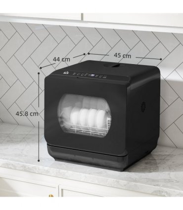 HOMCOM Worktop Dishwasher w/ 4 Place Settings 6 Programs, Black