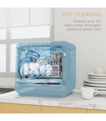 HOMCOM Worktop Dishwasher w/ 4 Place Settings 6 Programs, Black