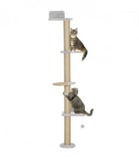 Wall Mounted Cat Shelves with 4 Climbing Platforms for Indoor, Light Grey