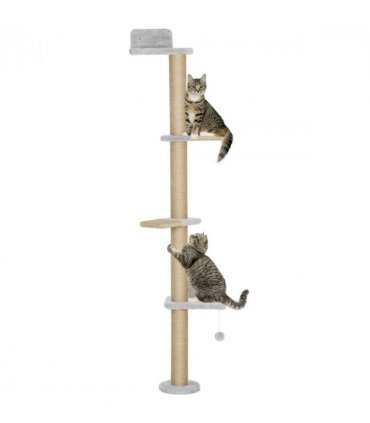 Wall Mounted Cat Shelves with 4 Climbing Platforms for Indoor, Light Grey