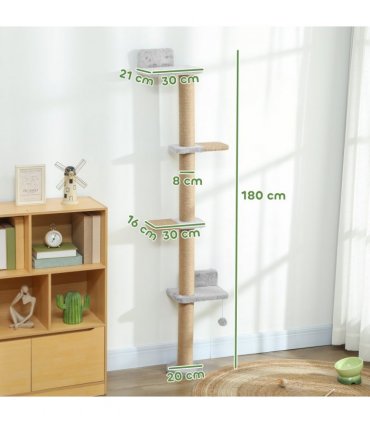 Wall Mounted Cat Shelves with 4 Climbing Platforms for Indoor, Light Grey