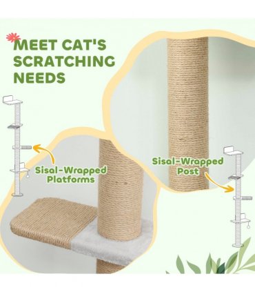 Wall Mounted Cat Shelves with 4 Climbing Platforms for Indoor, Light Grey